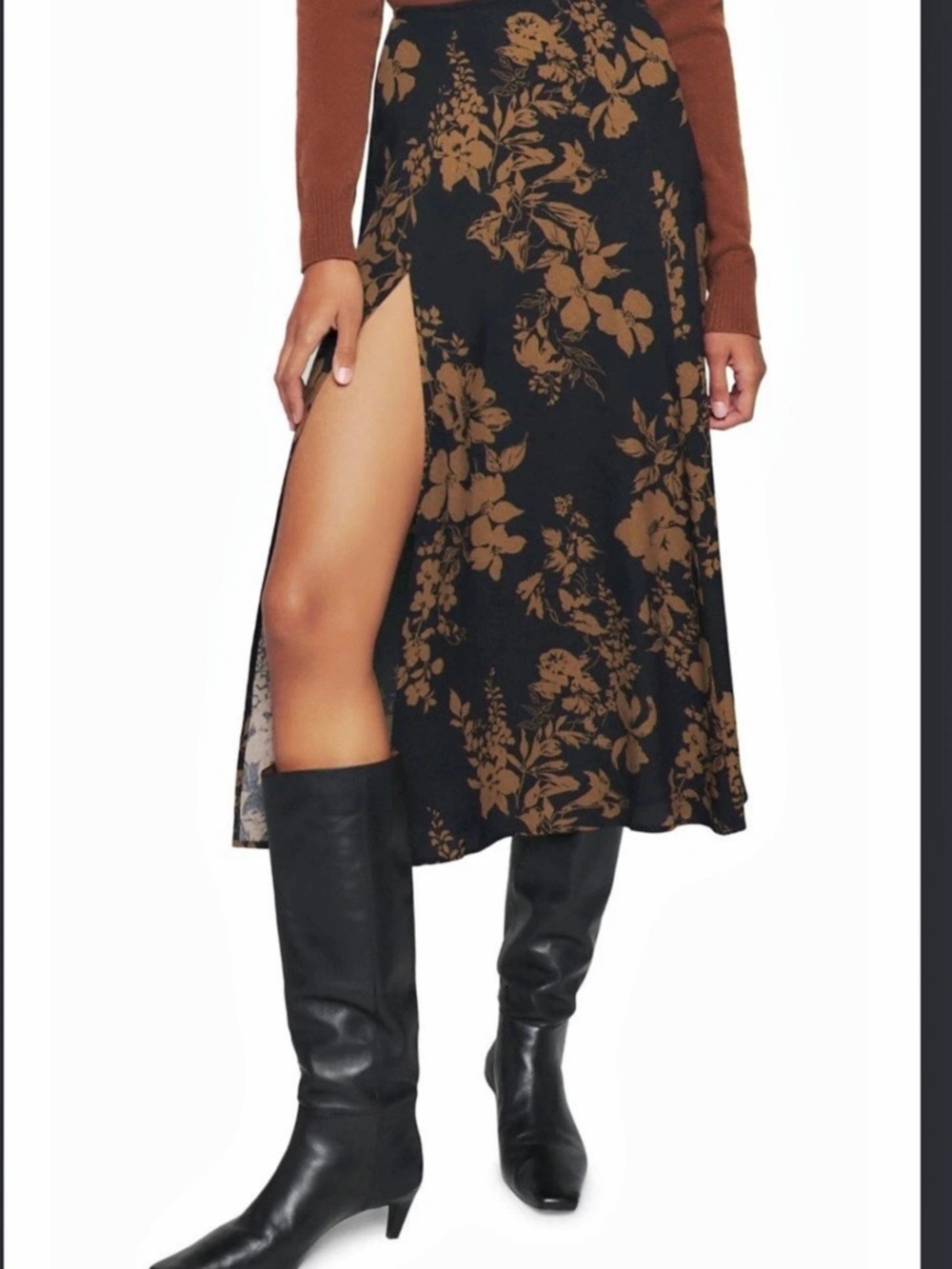 Reformation Zoe Skirt Floral Slit Midi  size 4 small